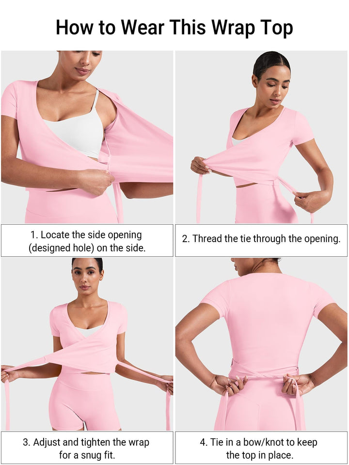 Vorti Denaiy Short Sleeve Ballet Wrap Top