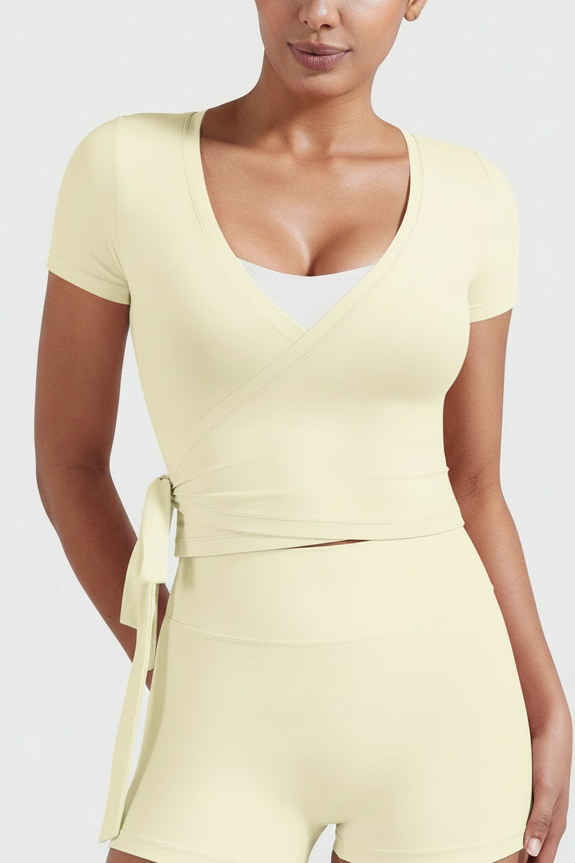 Vorti Denaiy Short Sleeve Ballet Wrap Top