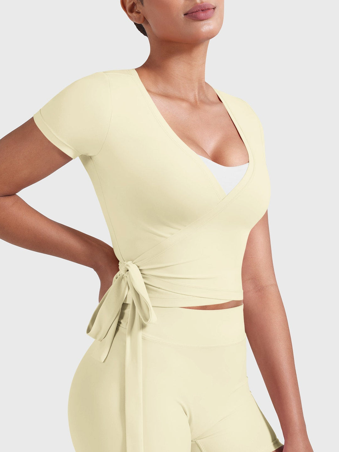 Vorti Denaiy Short Sleeve Ballet Wrap Top