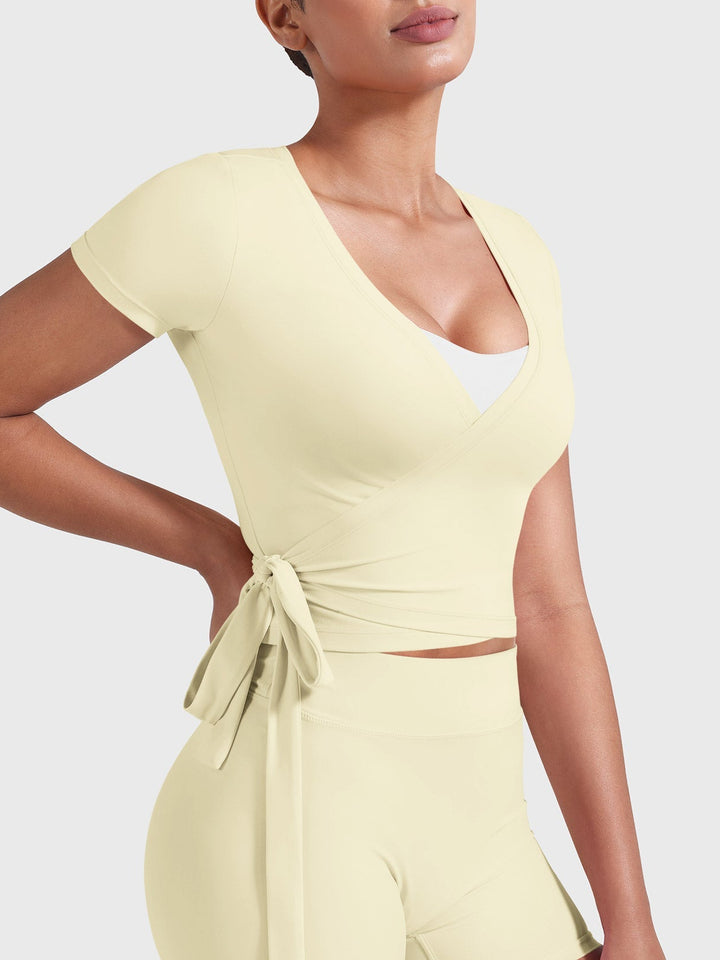 Vorti Denaiy Short Sleeve Ballet Wrap Top