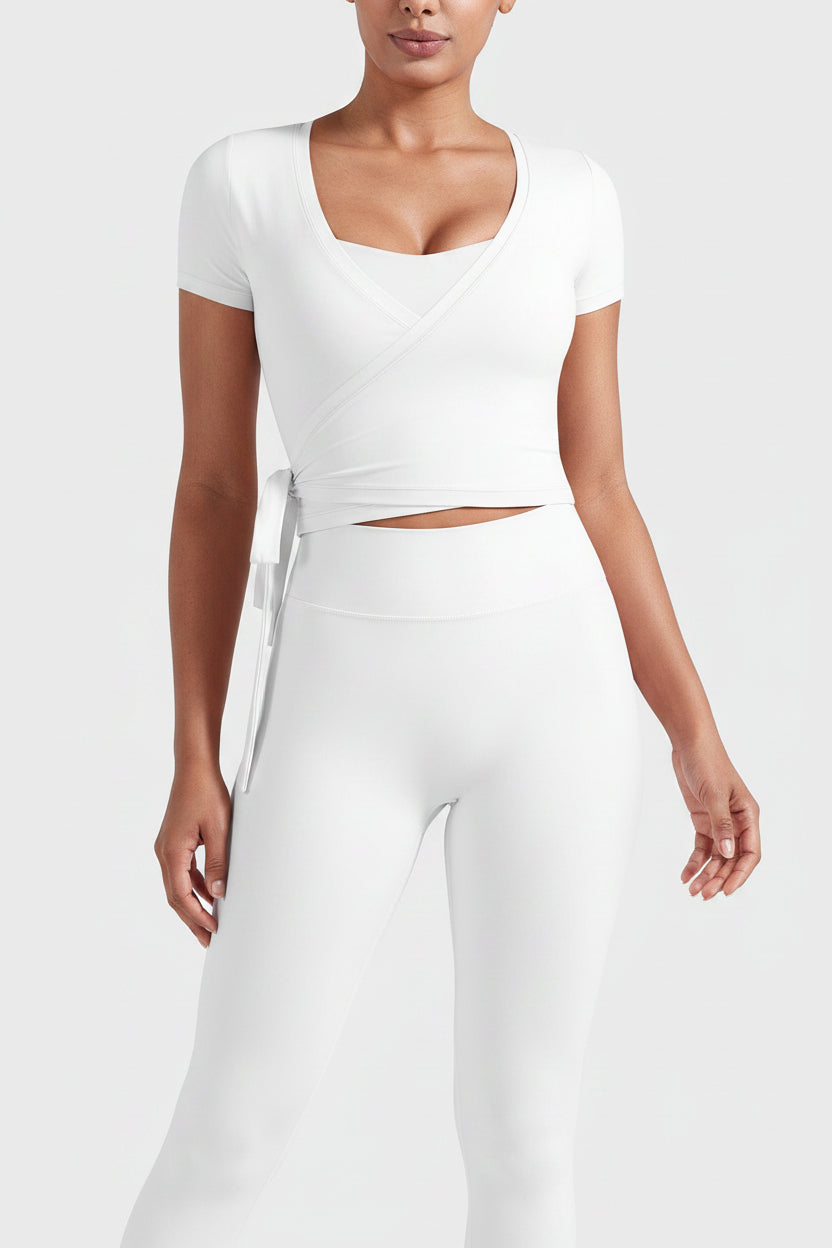 Vorti Denaiy Short Sleeve Ballet Wrap Top
