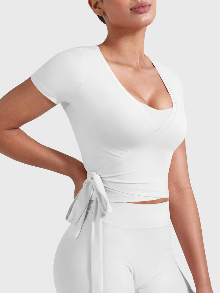 Vorti Denaiy Short Sleeve Ballet Wrap Top