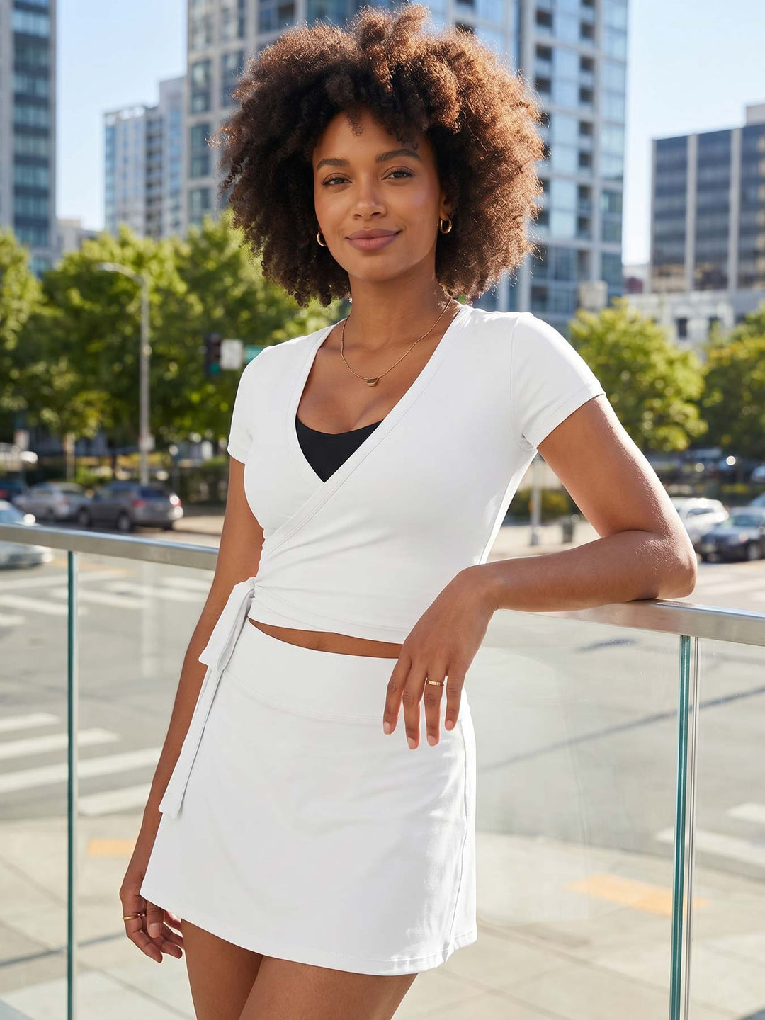 Vorti Denaiy Short Sleeve Ballet Wrap Top