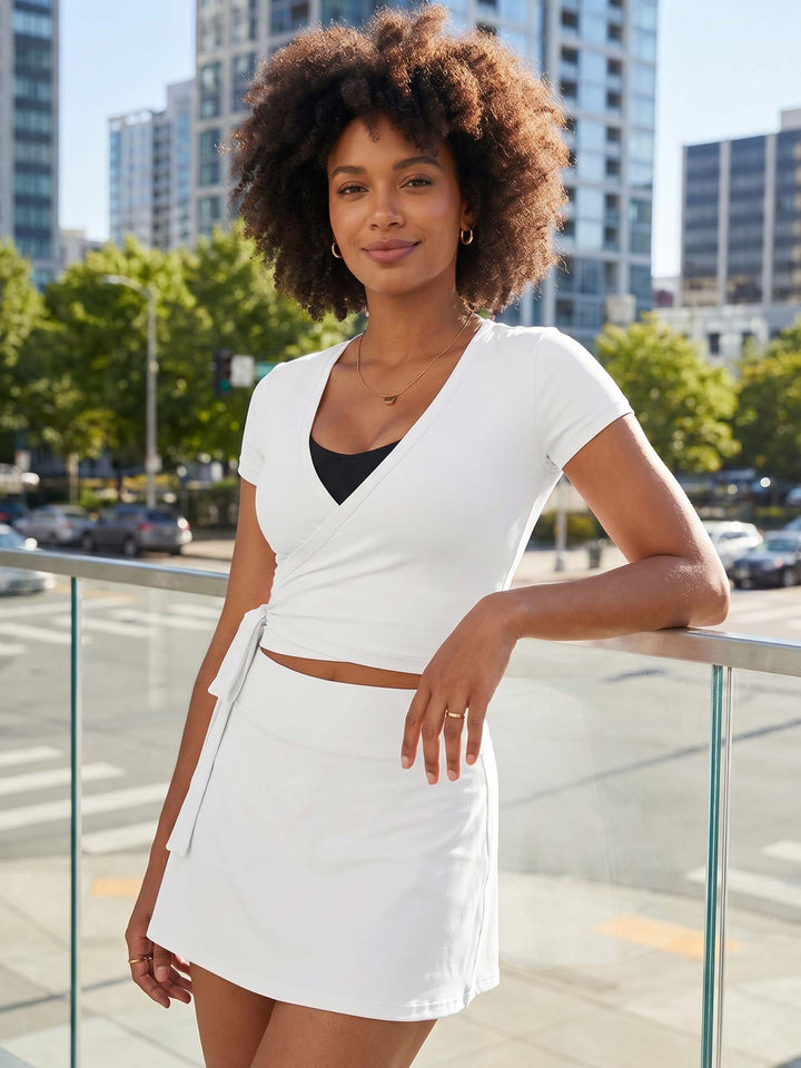 Vorti Denaiy Short Sleeve Ballet Wrap Top