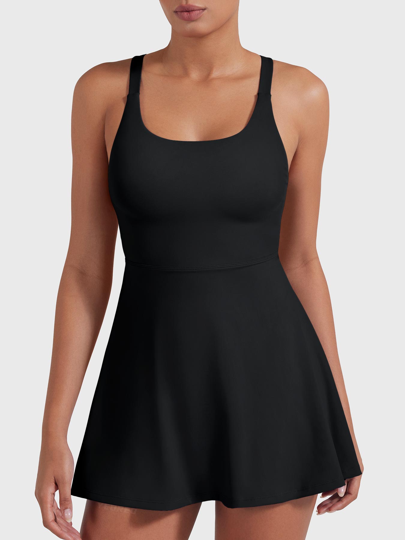 Belloy Open Back Tennis Dress Black