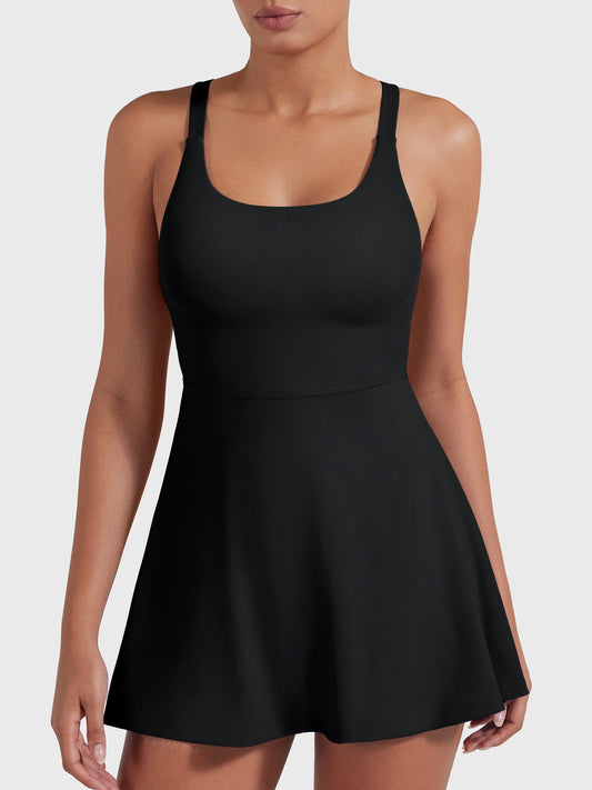 Belloy Open Back Tennis Dress Black