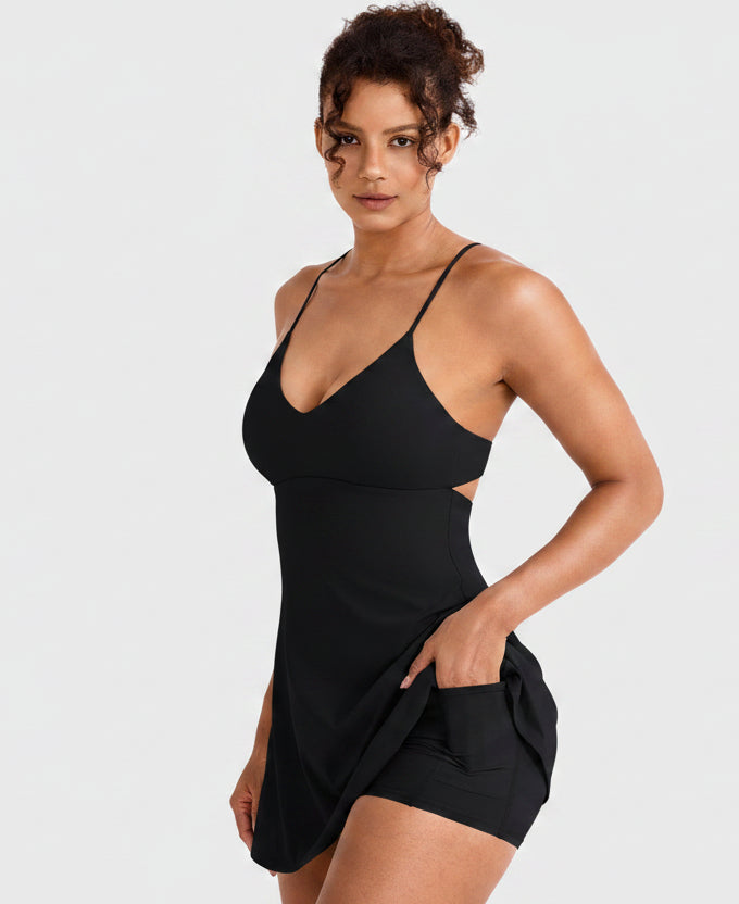 Vorti Backless Tennis Dress Black