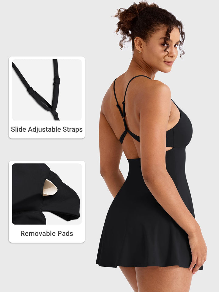 Vorti Backless Tennis Dress Black