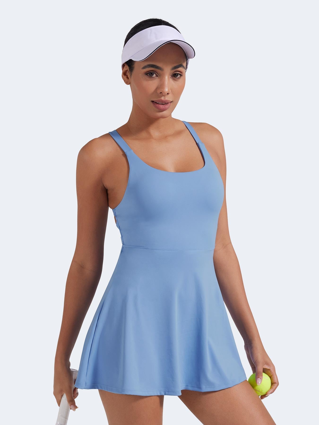 Belloy Open Back Tennis Dress Blue Grey