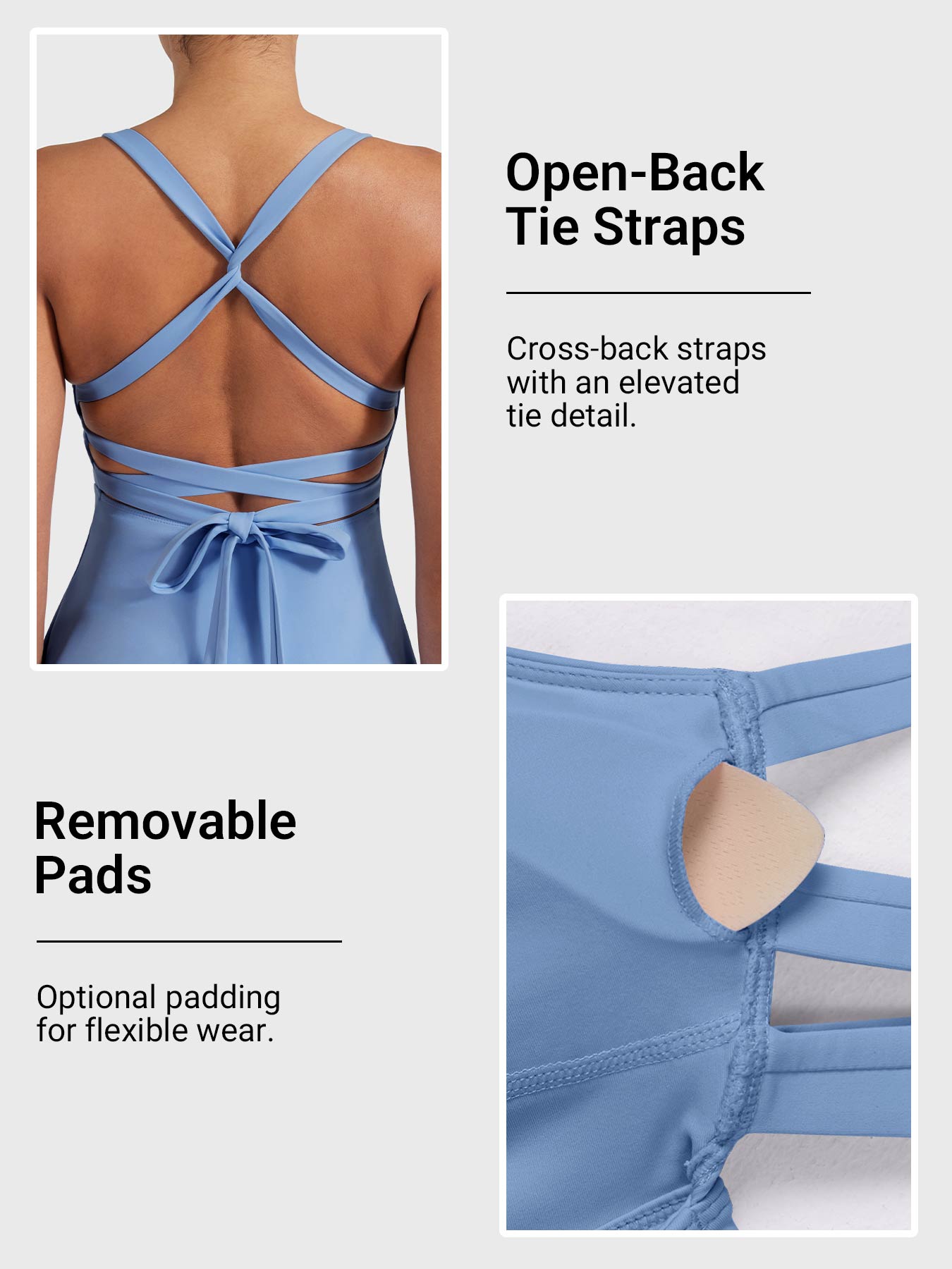 Belloy Open Back Tennis Dress Blue Grey