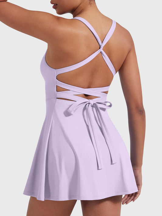 Belloy Open Back Tennis Dress Light Purple