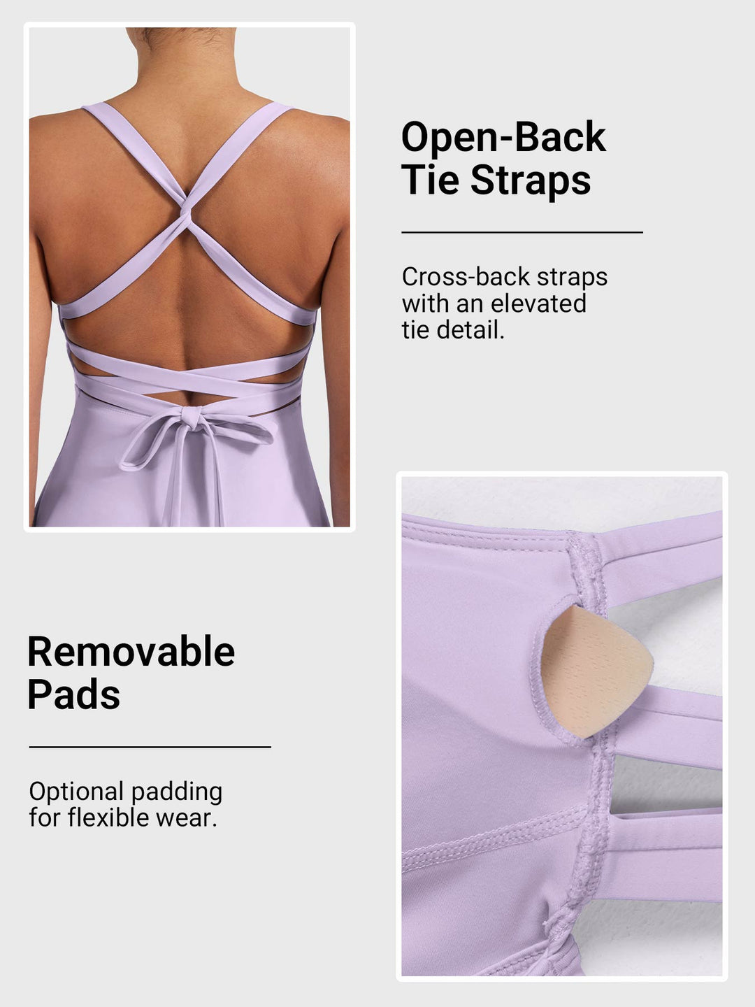 Vorti Open Back Tennis Dress Light Purple