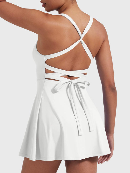 Belloy Open Back Tennis Dress White