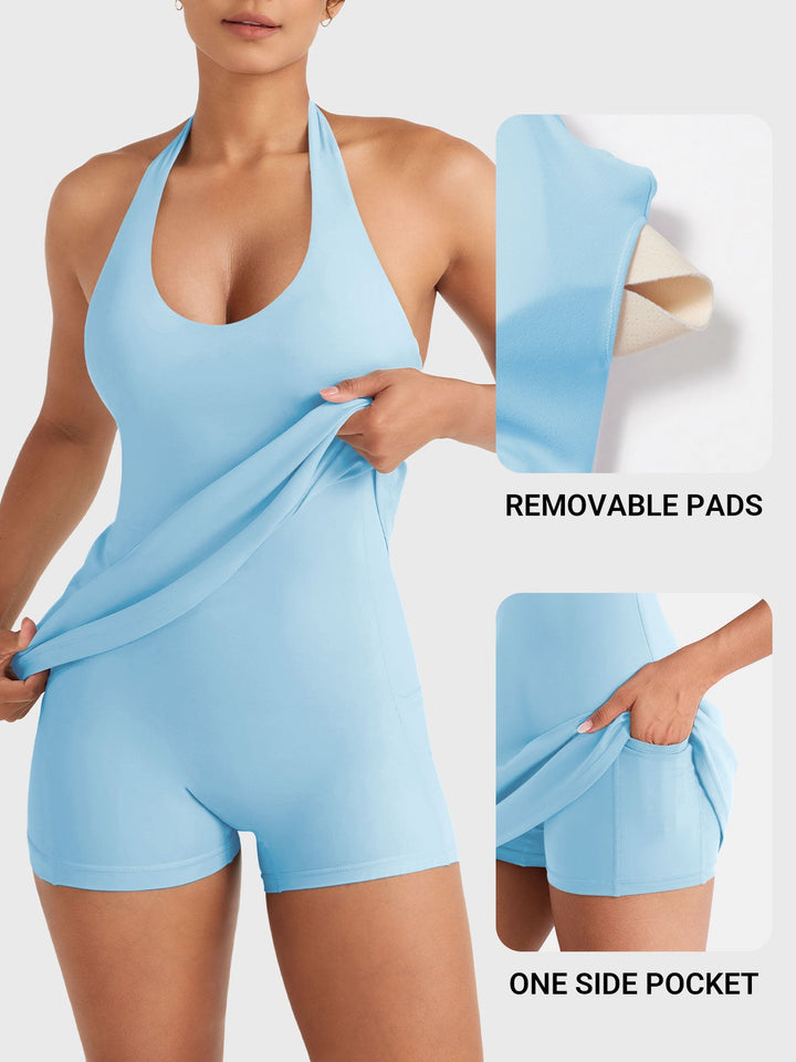 Vorti Halter Tennis Dress Sky Blue
