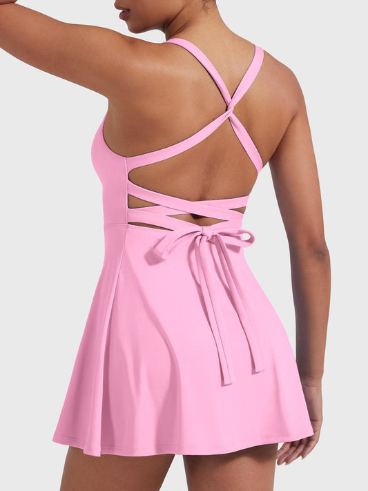 Belloy Open Back Tennis Dress Pink