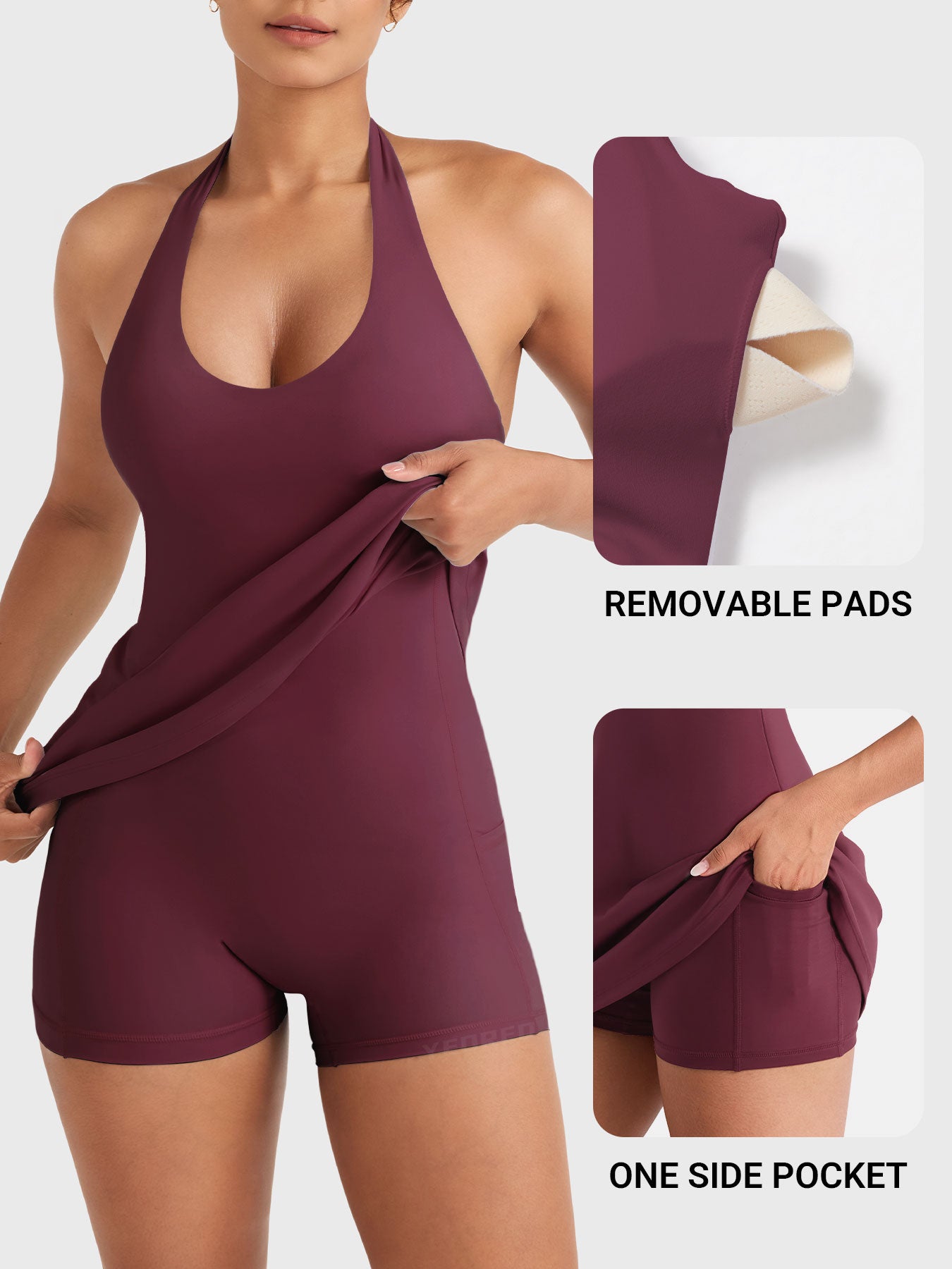 Vaeary Halter Tennis Dress Wine