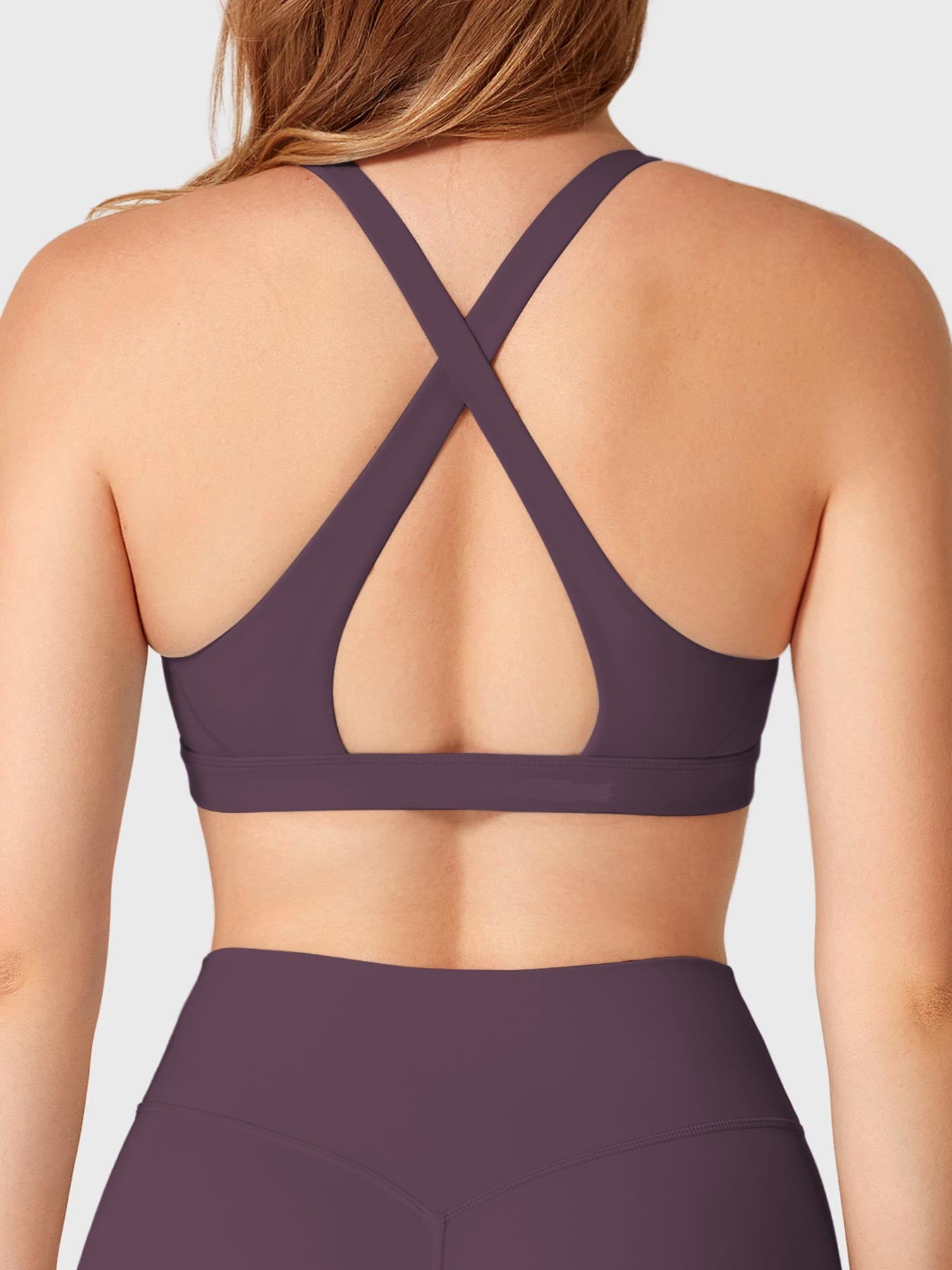 Wafiya Deep V Neck Sports Bra Black Berry