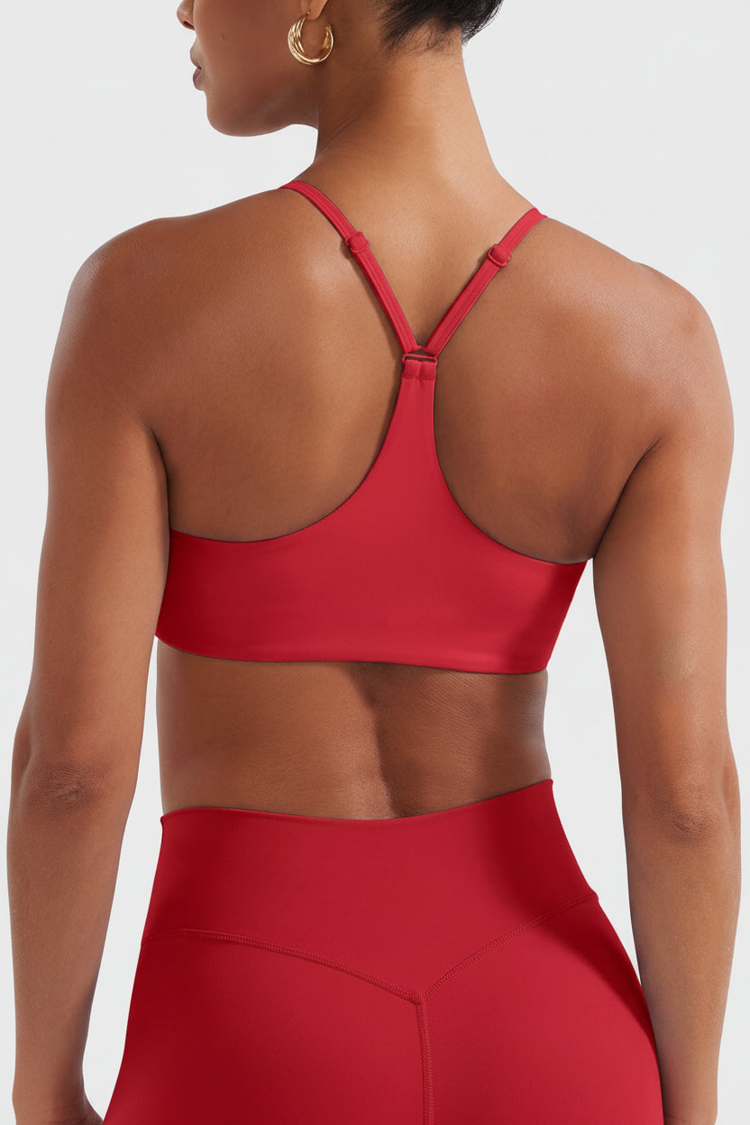 Paisely Y‑Back Sports Bra Chili Red