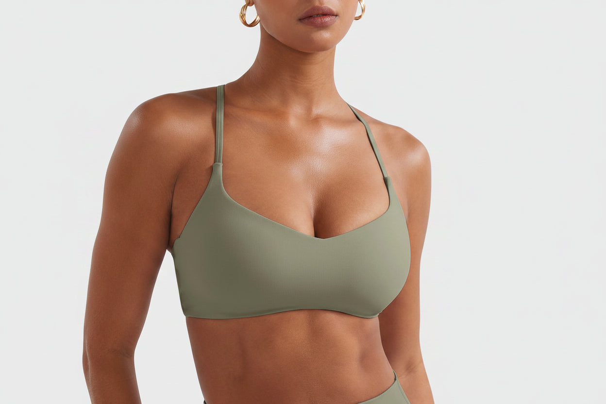 Paisely Y‑Back Sports Bra Army Green