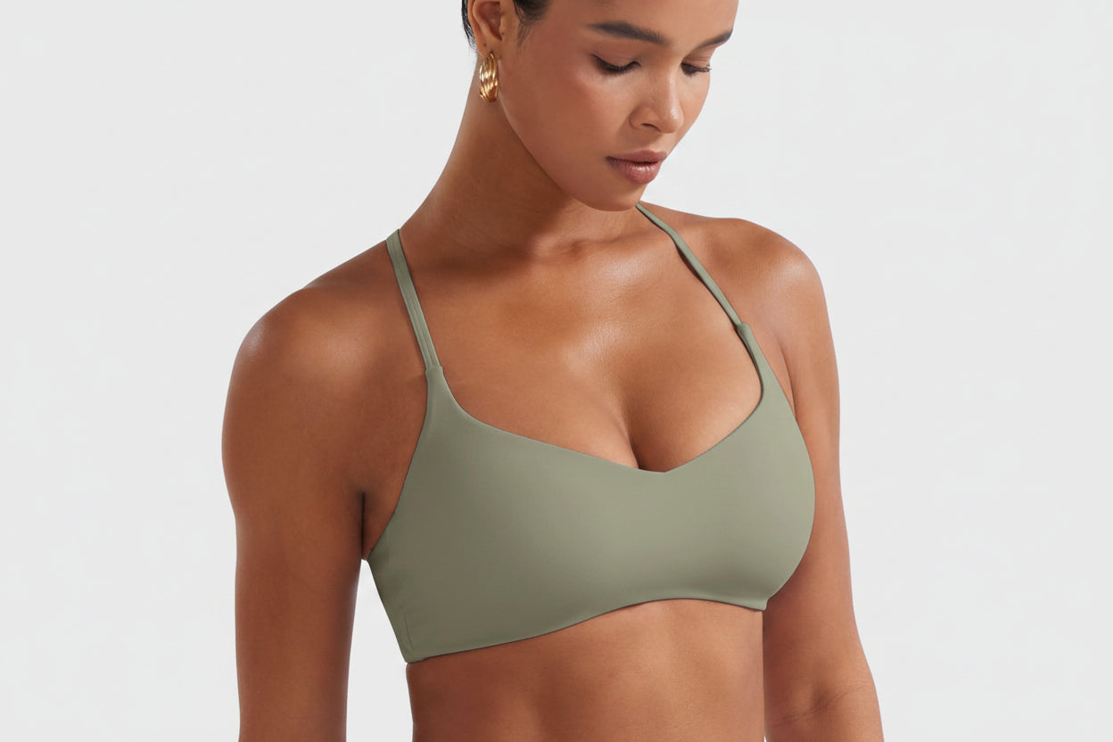 Paisely Y‑Back Sports Bra Army Green