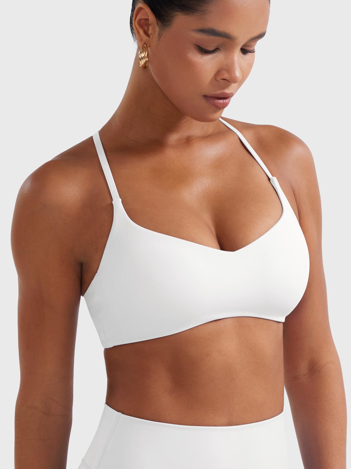 Paisely Y‑Back Sports Bra White