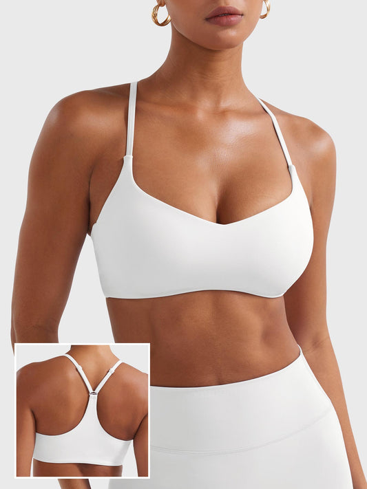 Paisely Y‑Back Sports Bra White