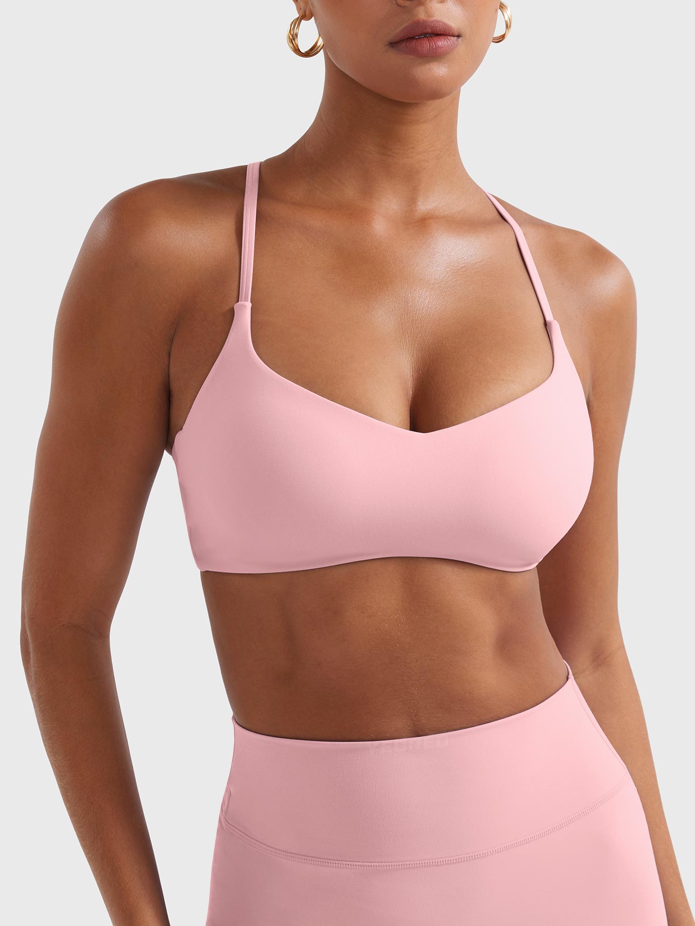 Paisely Y‑Back Sports Bra Baby Pink