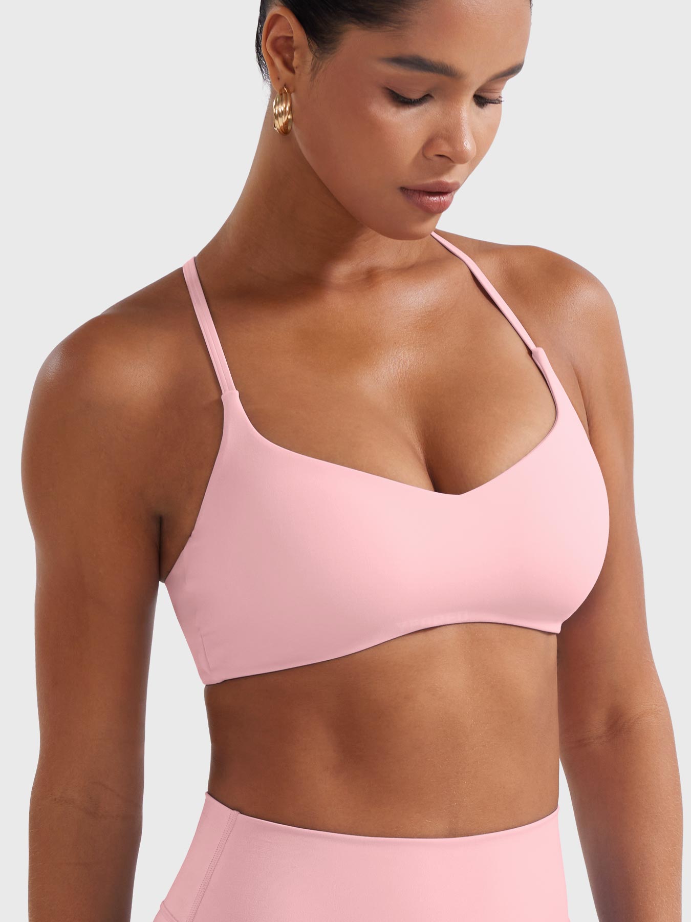 Paisely Y‑Back Sports Bra Baby Pink