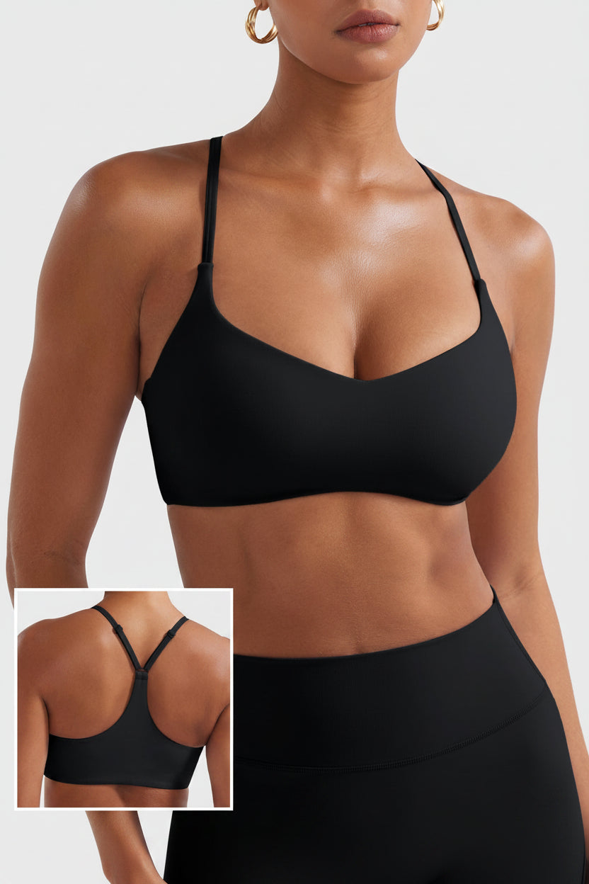 Paisely Y‑Back Sports Bra Black