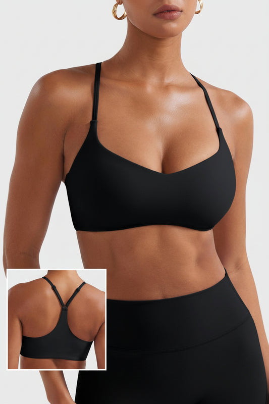 Paisely Y‑Back Sports Bra Black