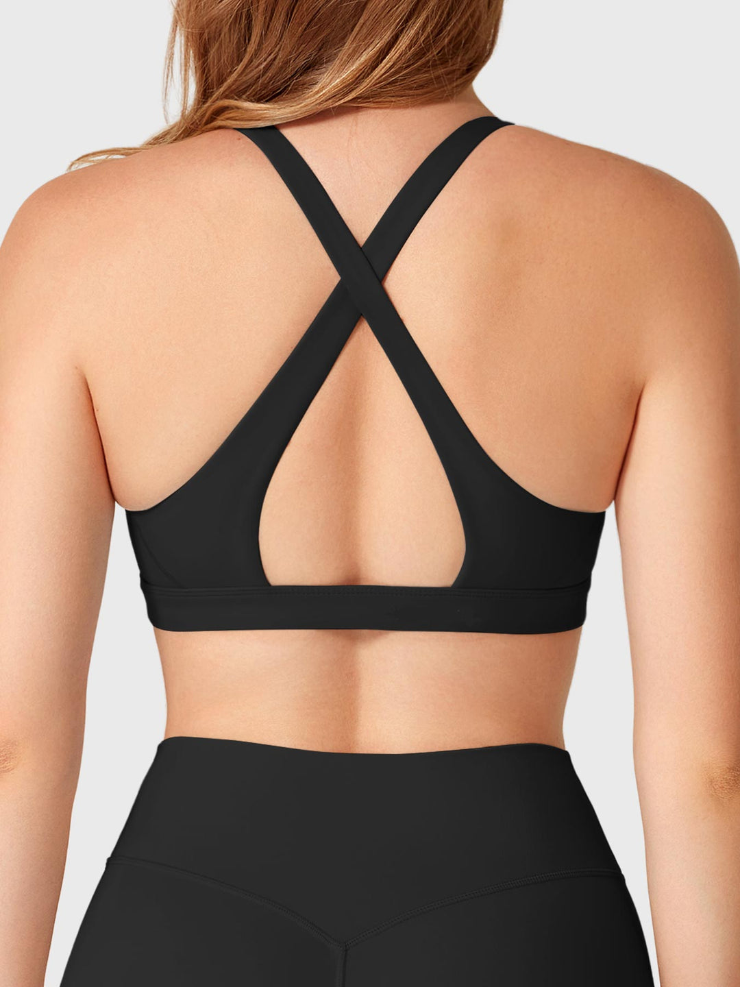Vorti Deep V Neck Sports Bra Black