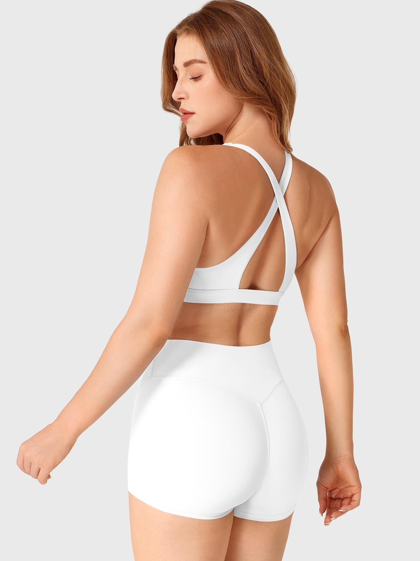 Vorti Deep V Neck Sports Bra White