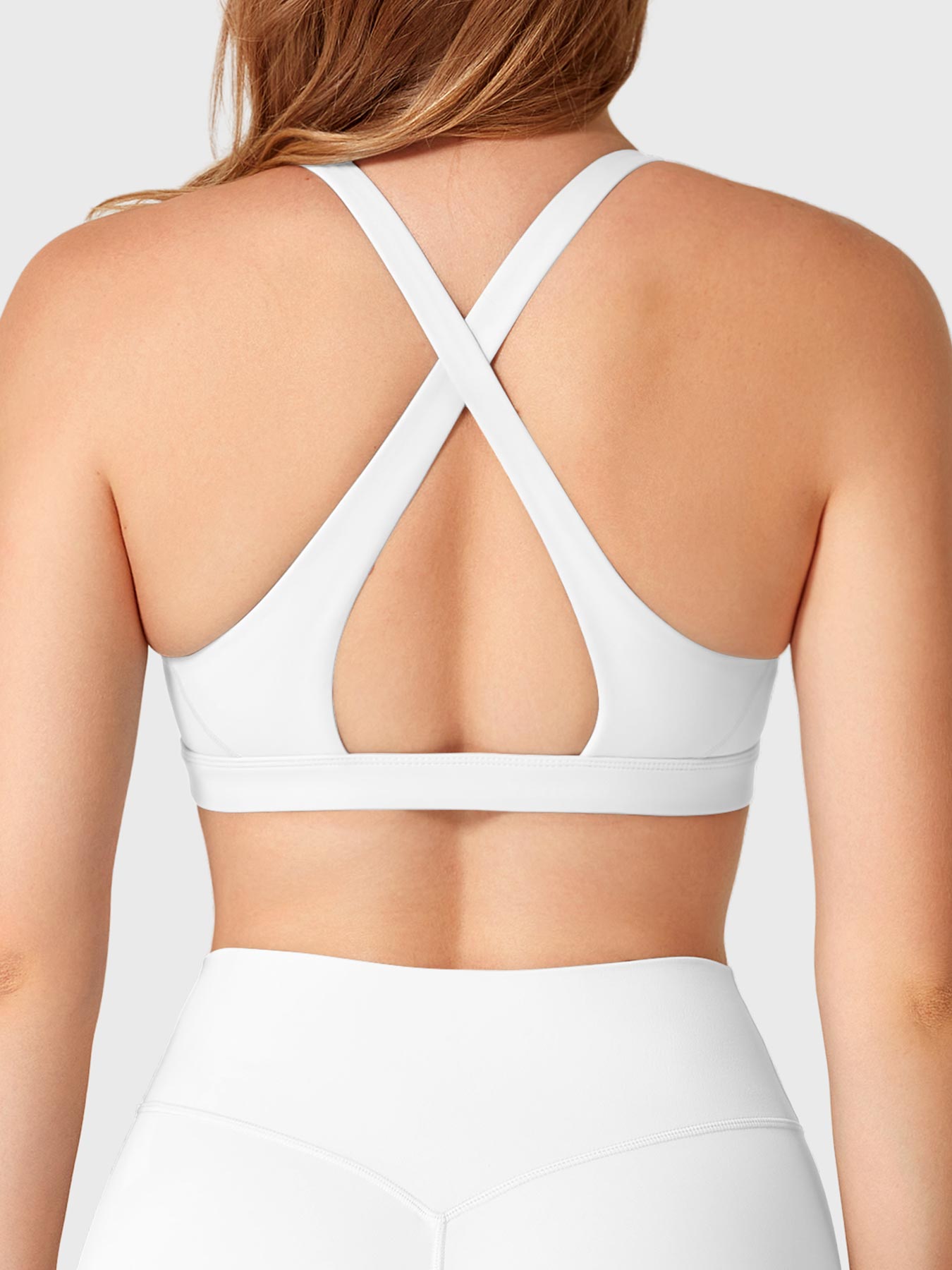 Vorti Deep V Neck Sports Bra White