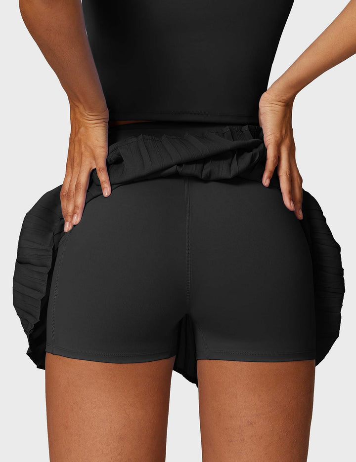 Vorti Crop Top Tennis Skirt Set Black