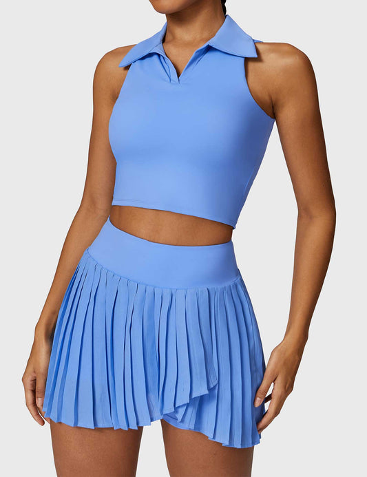 Crop Top Tennis Skirt Set Blue