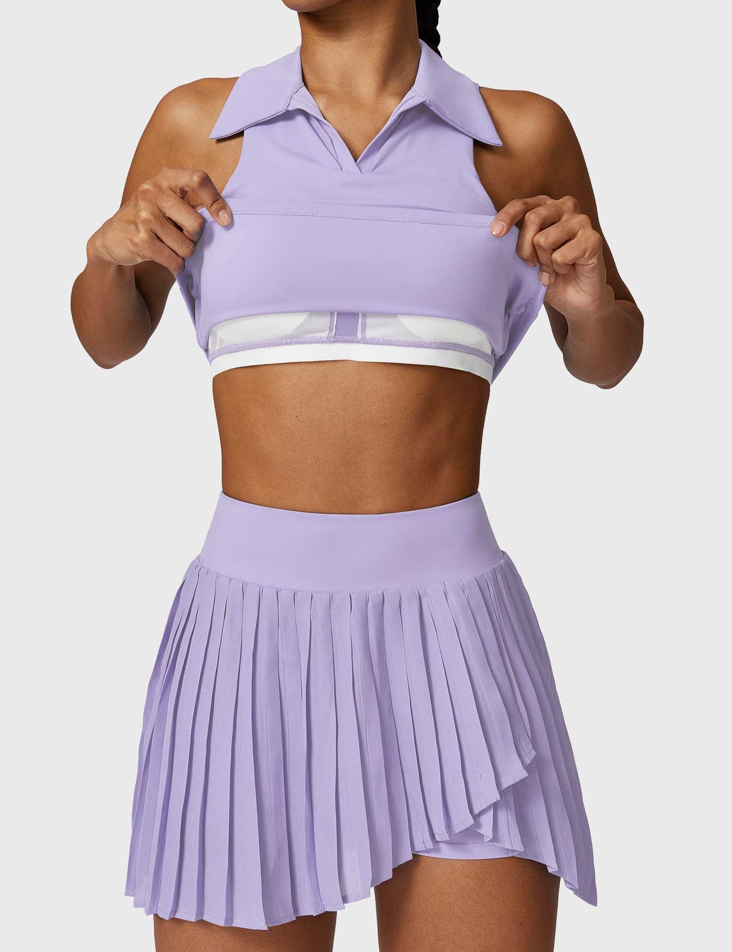 Crop Top Tennis Skirt Set Purple