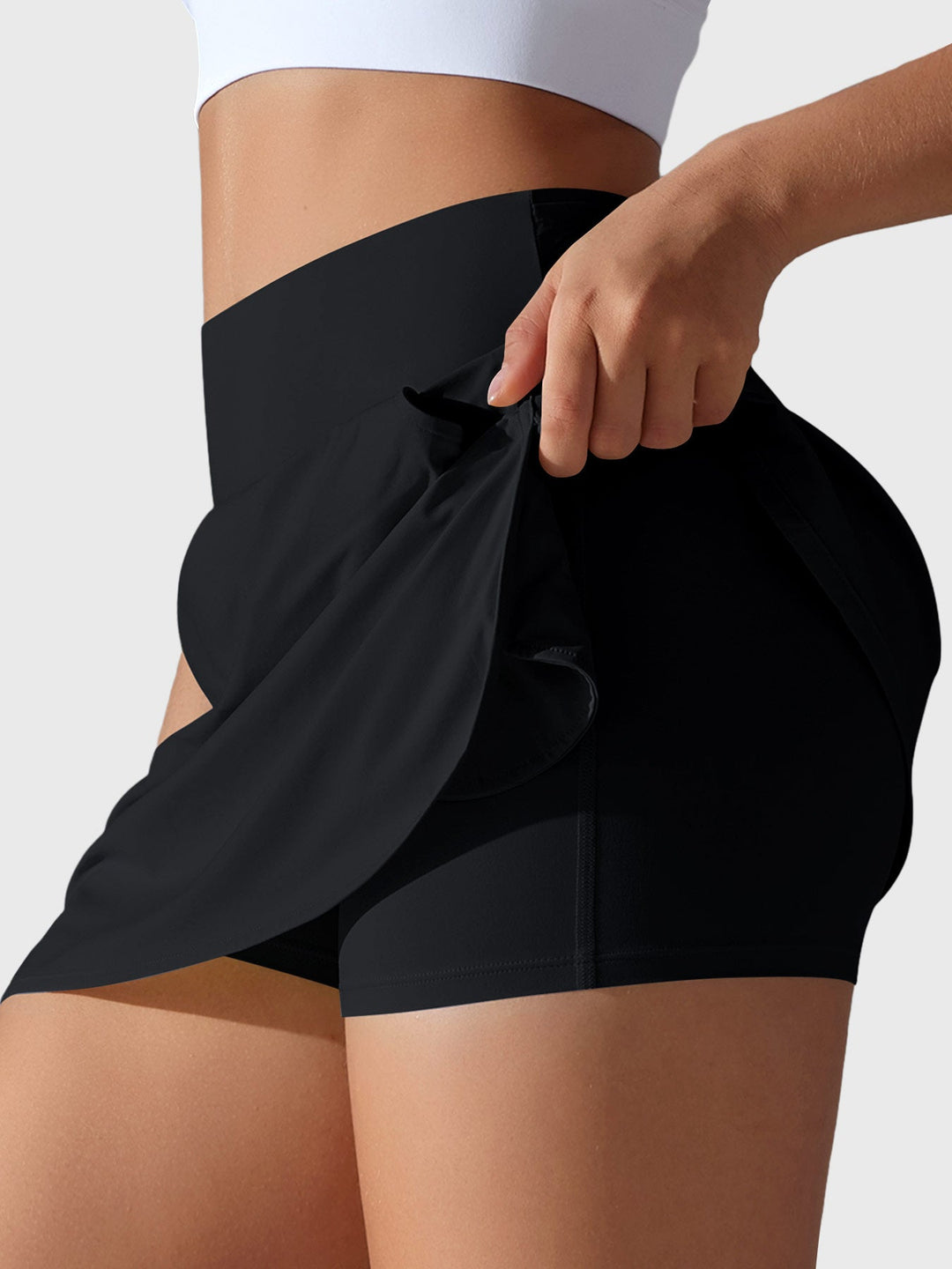 Vorti High Waisted Tennis Skorts Black