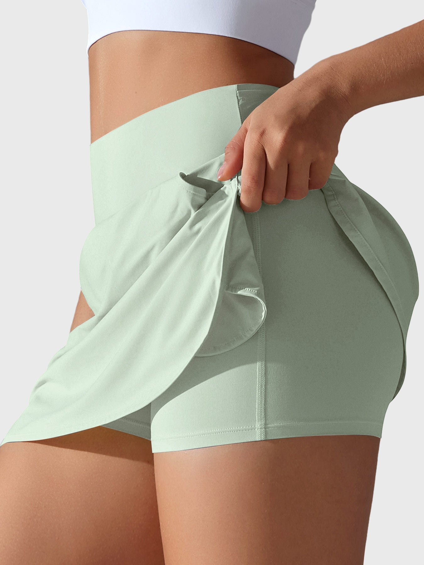 Quincey High Waisted Tennis Skorts Light Green