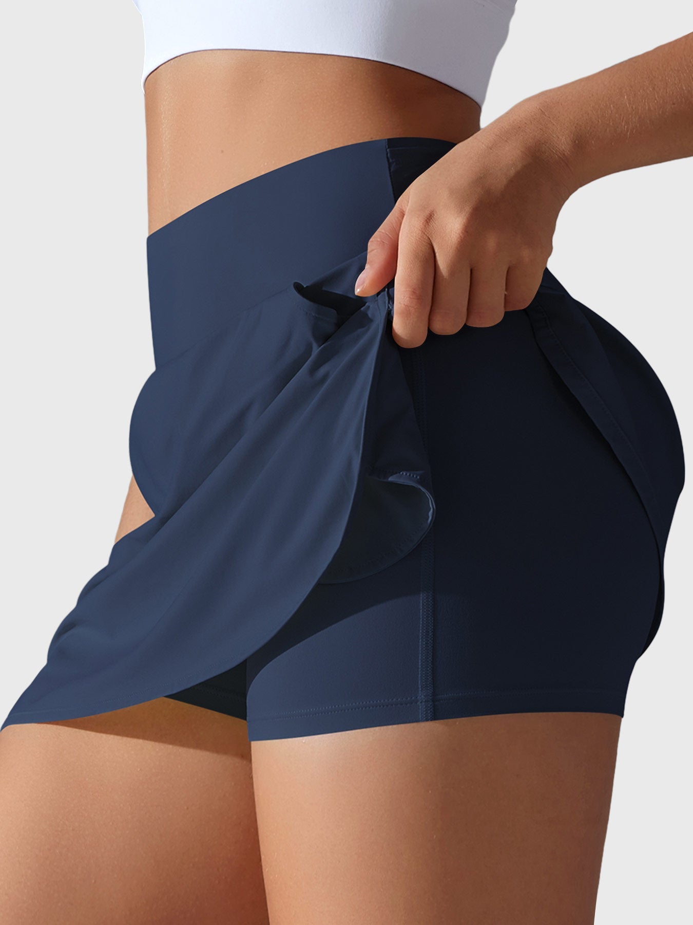 Quincey High Waisted Tennis Skorts Deep Blue