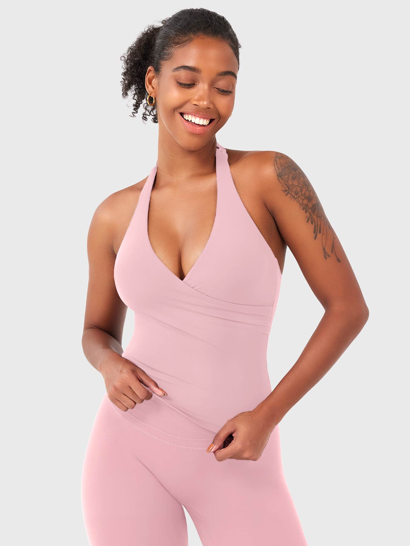 Vorti Elevine V Neck Halter Tank