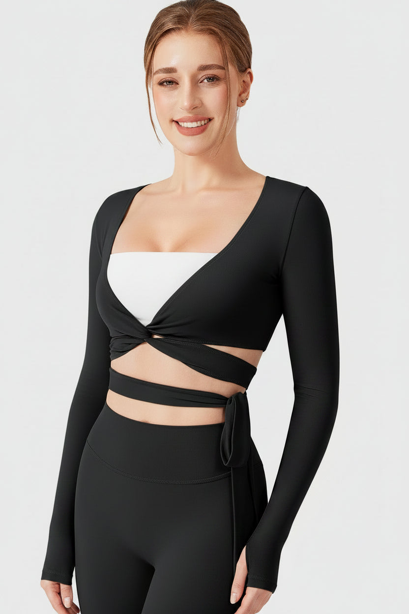Vorti Dagney Long Sleeve Ballet Wrap Top