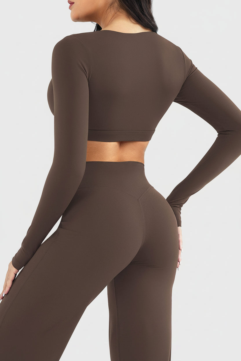 Vorti Aberney V Neck Long Sleeve Crop Top
