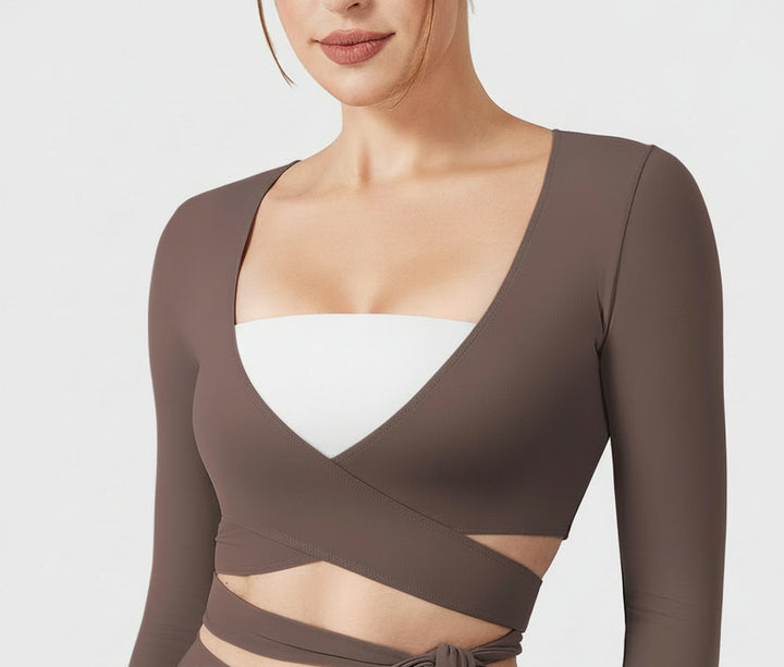 Vorti Dagney Long Sleeve Ballet Wrap Top