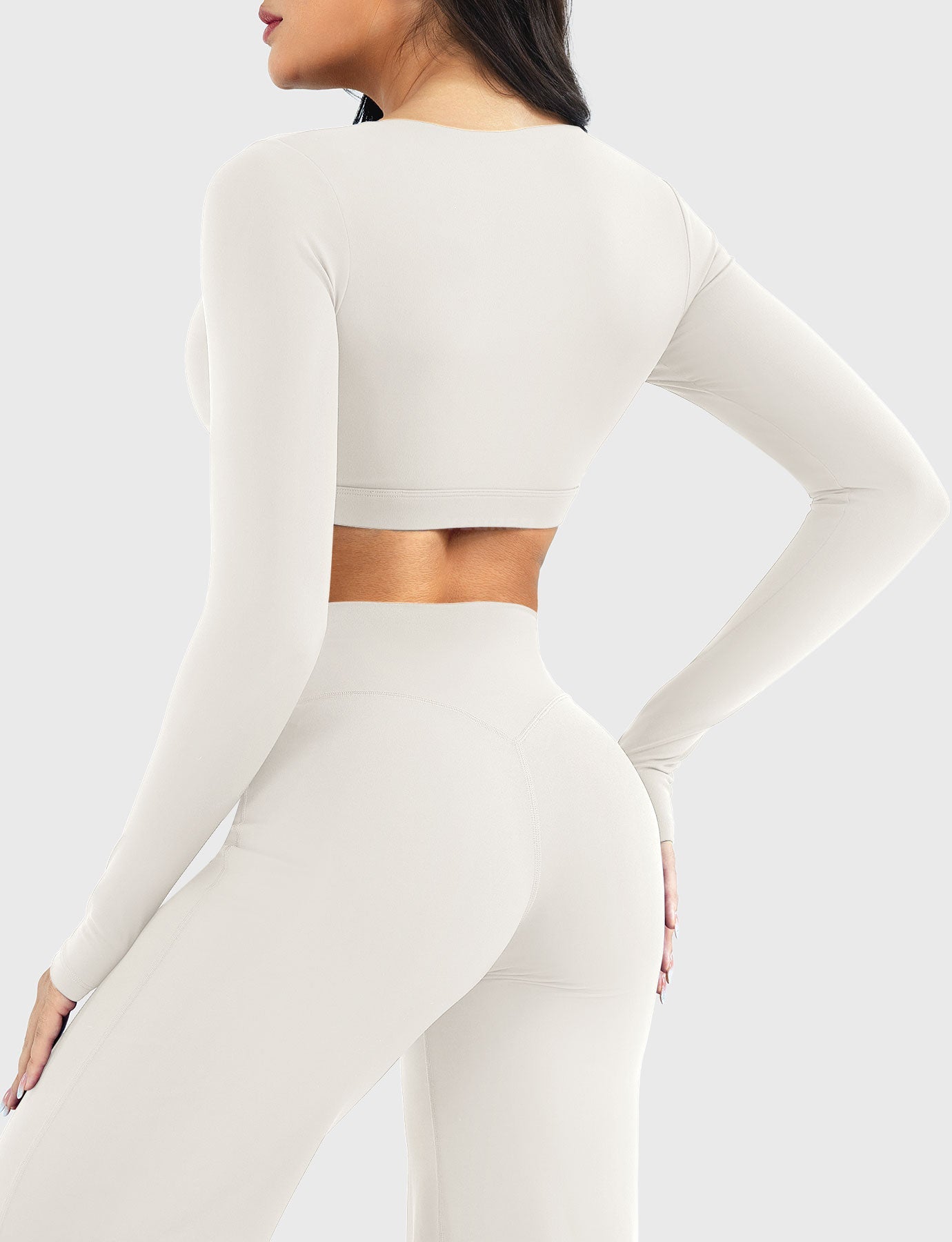 Vorti Aberney V Neck Long Sleeve Crop Top