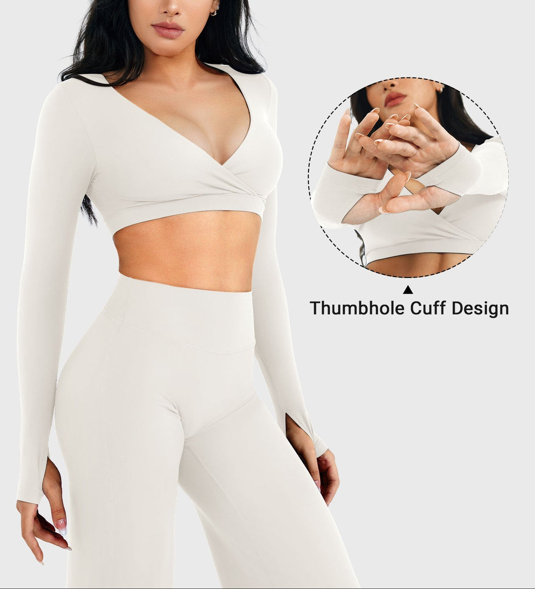 Vorti Aberney V Neck Long Sleeve Crop Top