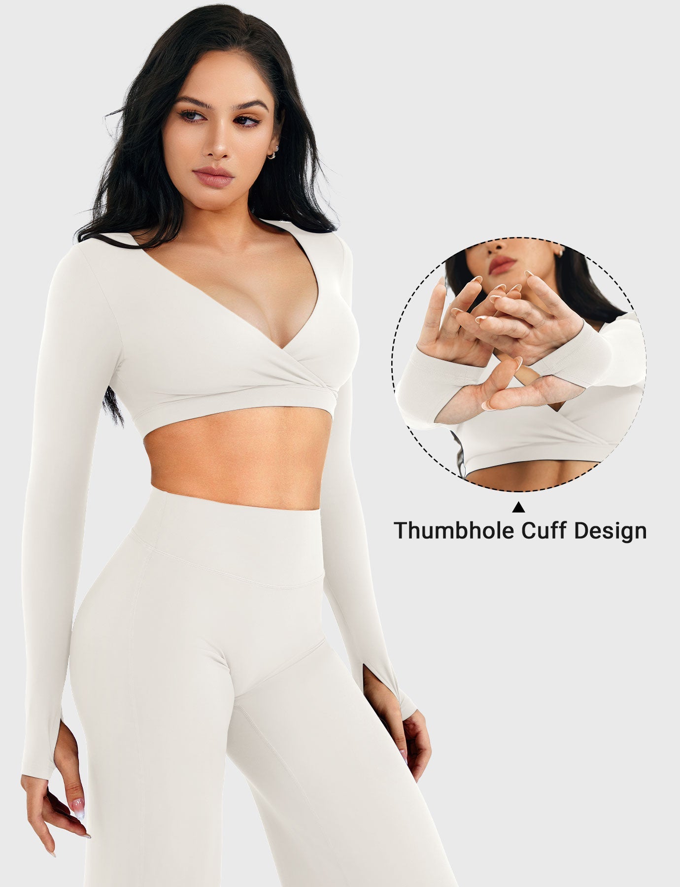 Vorti Aberney V Neck Long Sleeve Crop Top