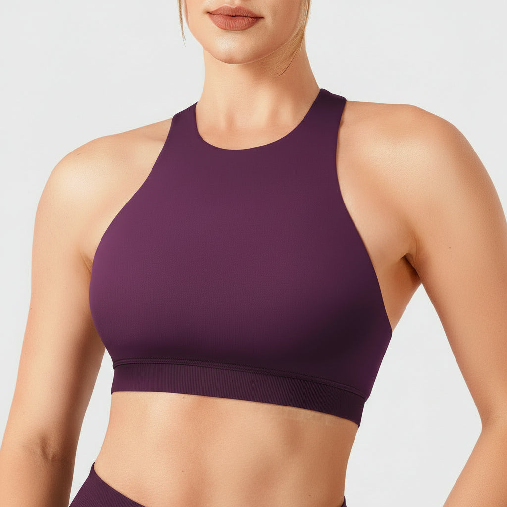 Dafnien Seamless Racerback Sports Bra Black Cherry