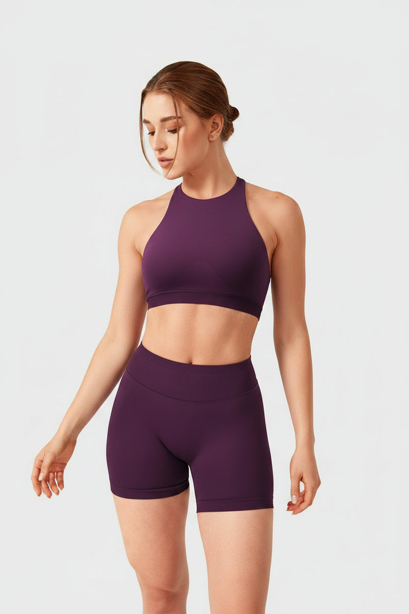 Dafnien Seamless Racerback Sports Bra Black Cherry
