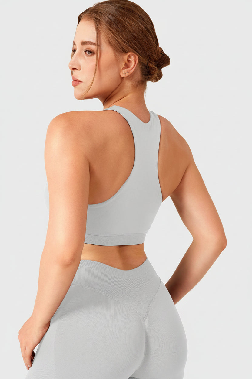 Dafnien Seamless Racerback Sports Bra Grey Marble