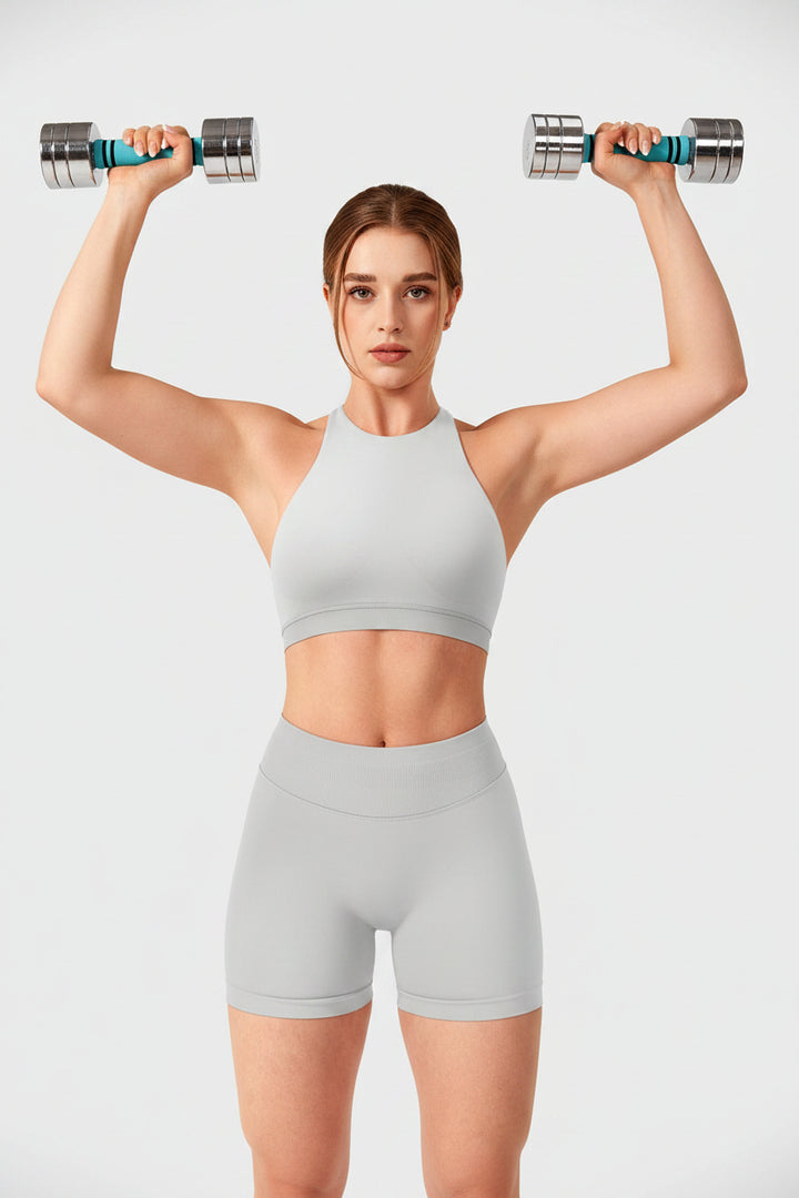 Vorti Seamless Racerback Sports Bra Grey Marble